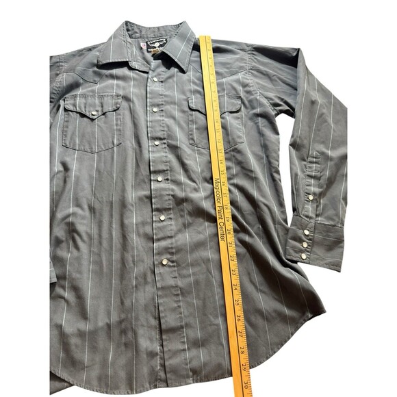 VTG Flying R Ranchwear Western Shirt Mens L Gray Striped Pearl Snap USA made - Picture 9 of 13